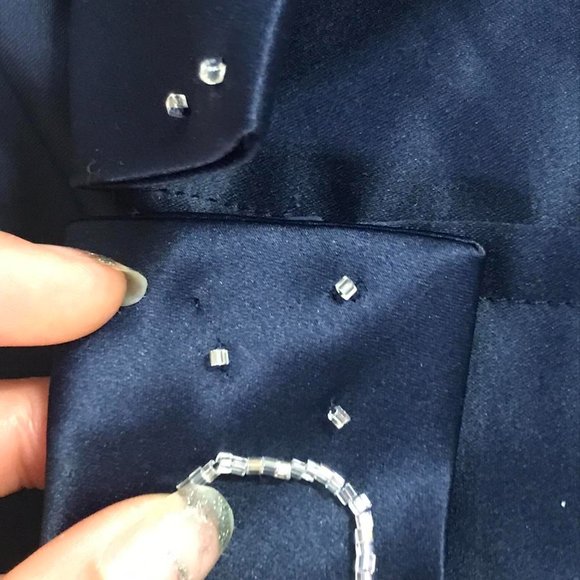 Vintage long maxi dark blue navy formal prom dress - Picture 4 of 4